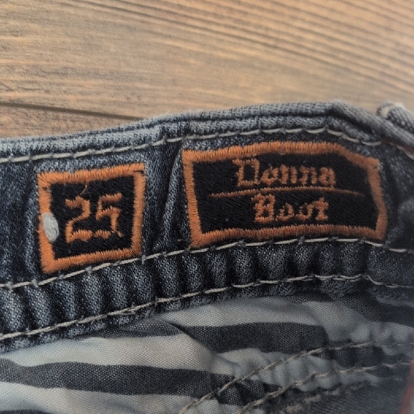 Rock Revival Blue Distressed  Cut Off Donna Boot Jean Shorts 25 - Picture 5 of 6